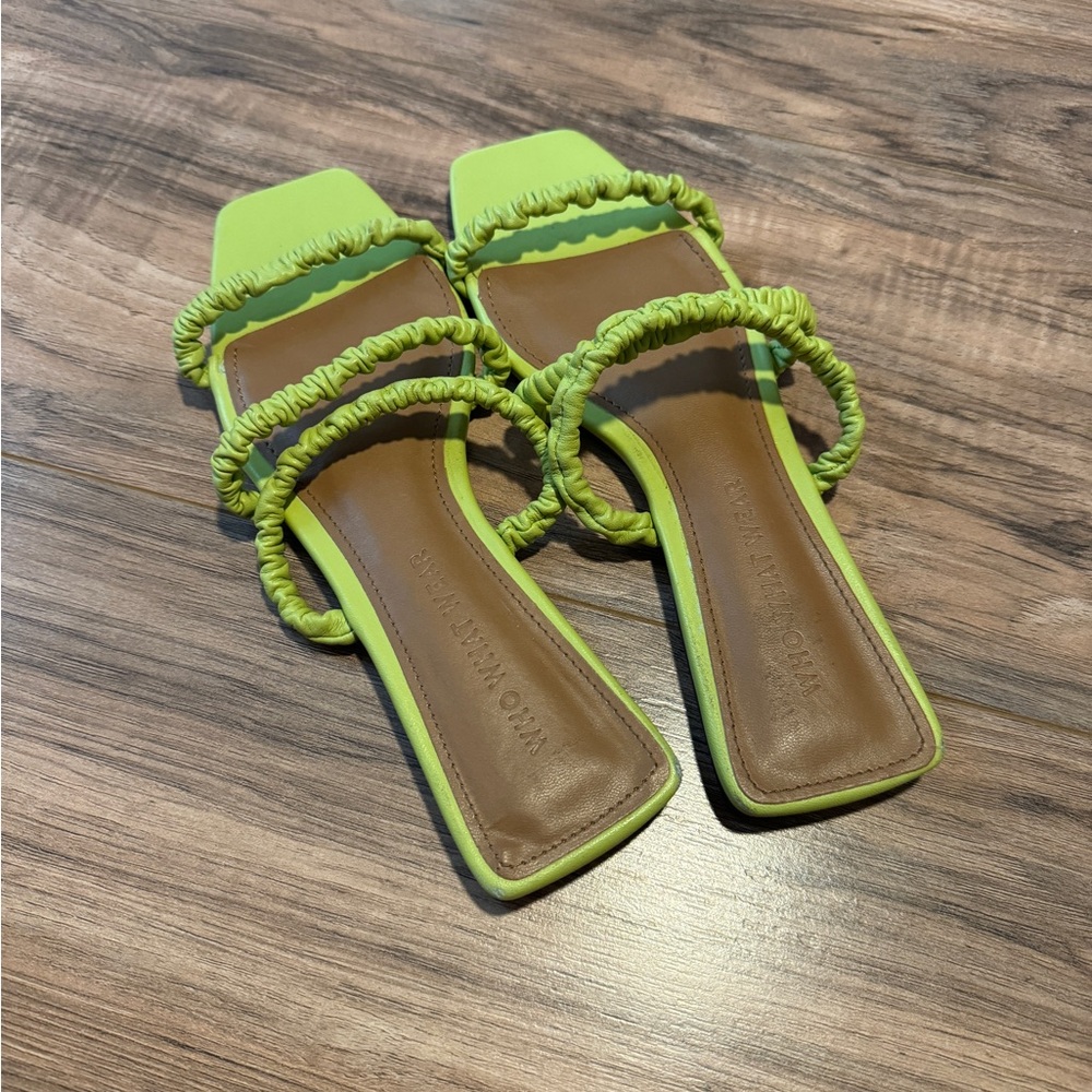 Who What Wear Green and Brown Sandals with Braided Straps